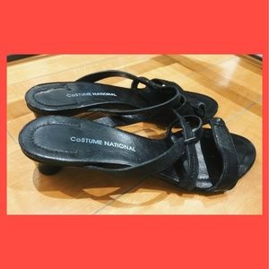 Costume National Black Low Heel Sandals